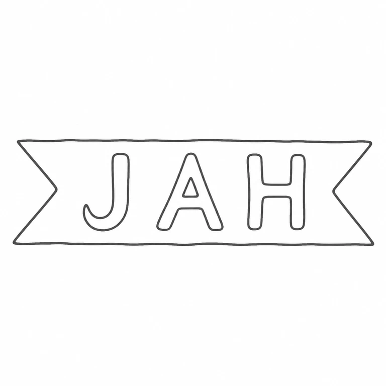 J A H: J-A-H reading pointed-end horizontal cartouche are retained in the photographed orientation; line reconstruction.