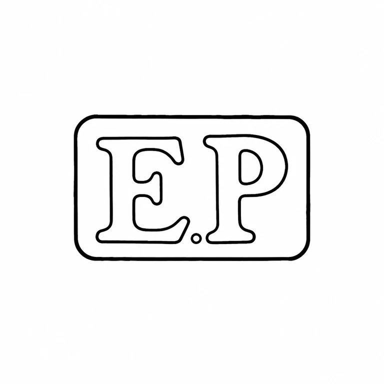 E P: The compact rounded rectangular border and left-to-right E-dot-P reading are retained as a clean line reconstruction. line reconstruction.