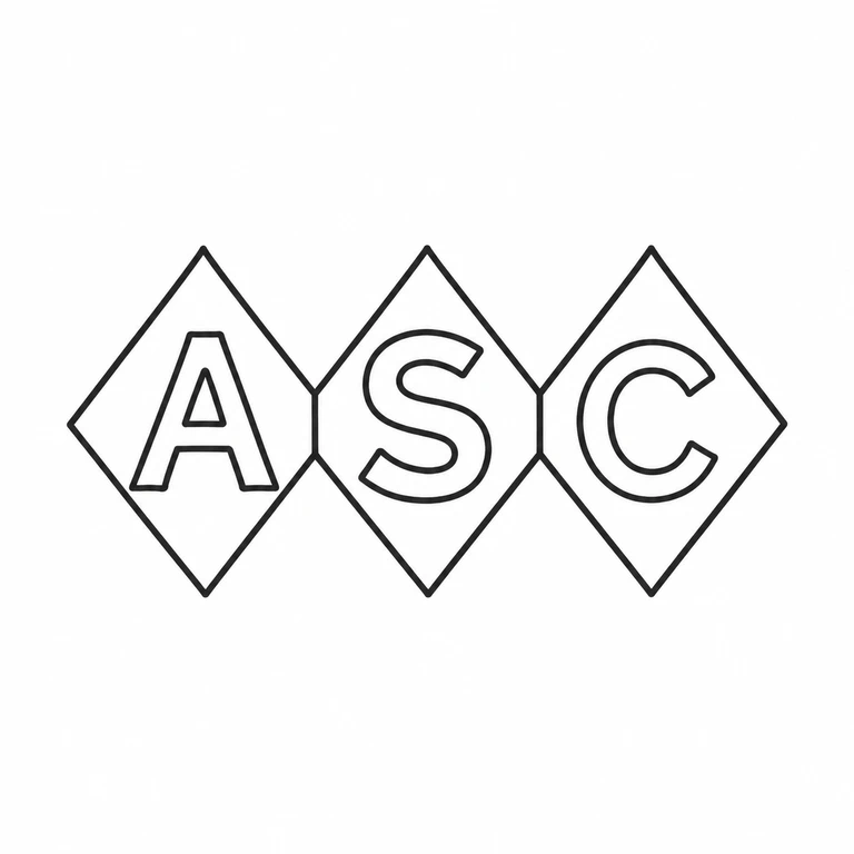 Dudley & Cox (Arthur Salisbury Cox): Three adjacent diamond punches and their one-letter contents preserve the photographed left-to-right sequence and shared-point arrangement. line reconstruction.
