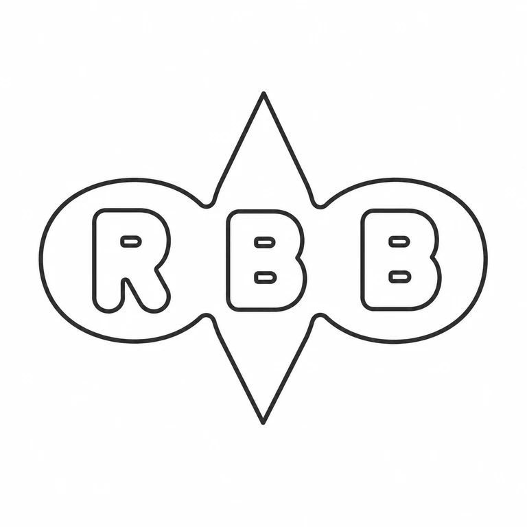 Mark reading The two side lobes, vertical pointed center, and three letterforms in left-to-right order match the visible source arrangement; line reconstruction