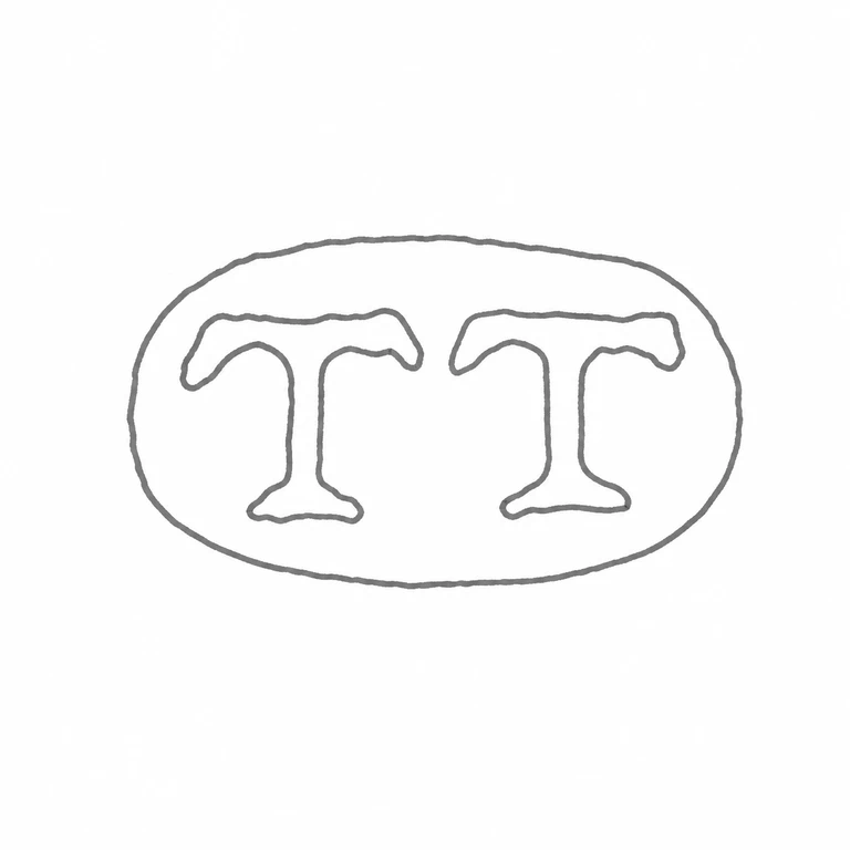 Mark reading The single oval punch and its two broad upright letterforms are retained in their original left-to-right placement; line reconstruction