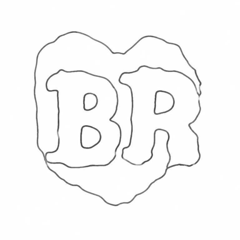 Moses Brown: The drawing conservatively retains the paired letterforms, their left-to-right placement, and the irregular enclosing outline while removing surface texture. line reconstruction.