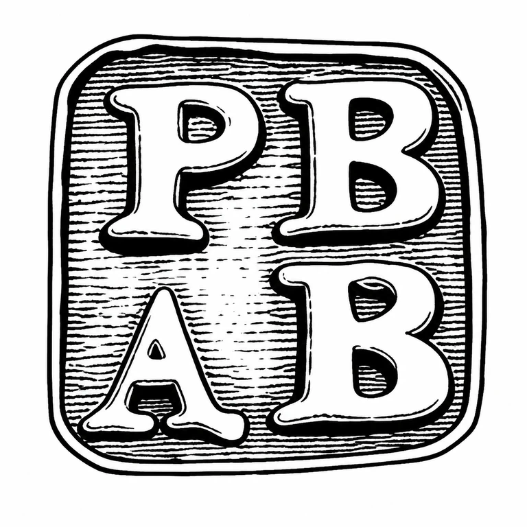 Peter & Ann Bateman: The square rounded cartouche and two-row two-letter layout are conserved. line reconstruction.