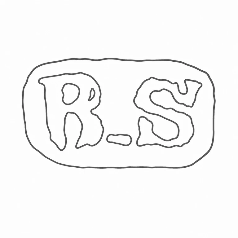 Benjamin Stapleton: The two-character mark and rounded oblong enclosing border are retained with the visible central separation. line reconstruction.