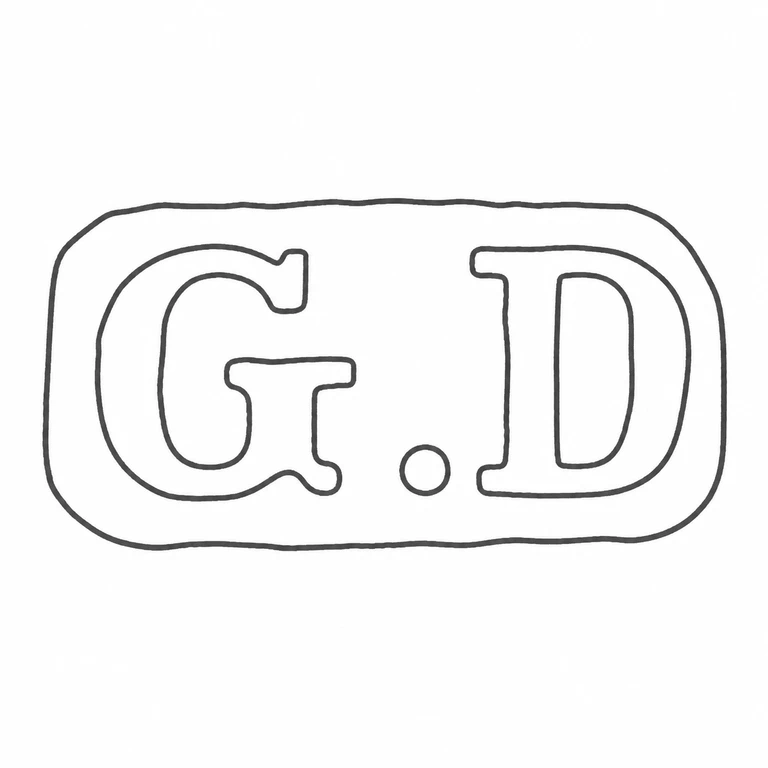 Dimier Bothers & Co Ltd (Georges Dimier): G.D is retained in left-to-right order inside the visible rounded rectangular punch; line reconstruction.