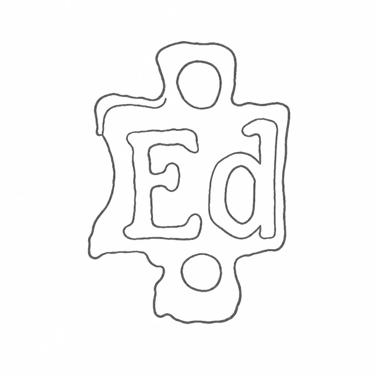 Richard Edwards: The vertically oriented framed two-letter mark and its top and bottom circular projections are retained. line reconstruction.