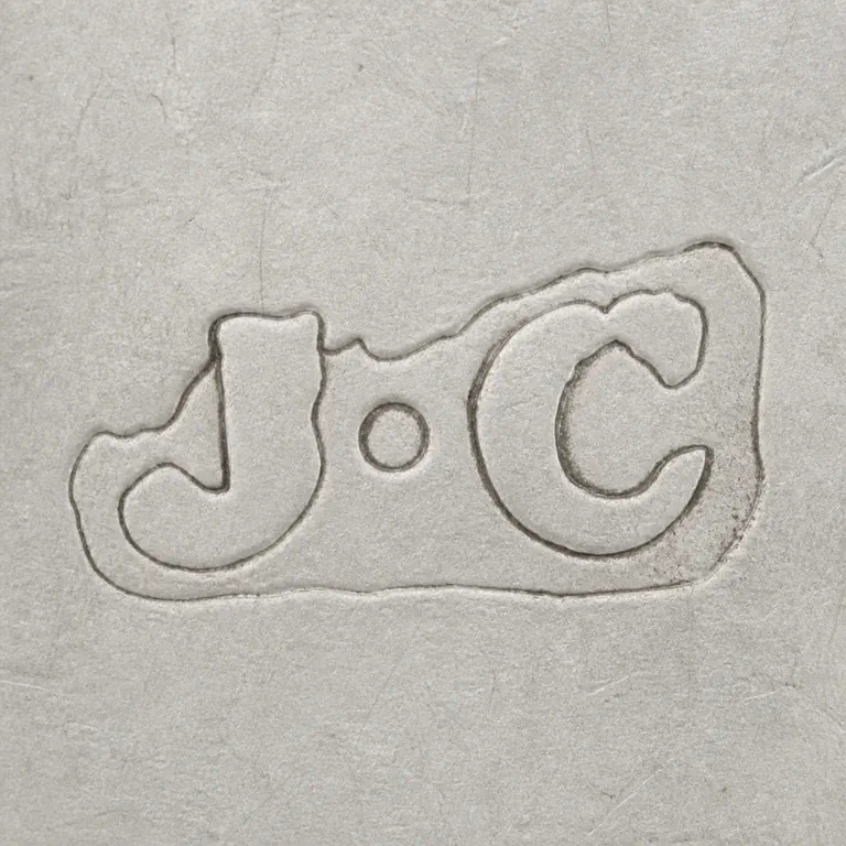 John Clark: Clean redraw preserves the J dot C sequence and supported worn contour; oxidized reconstruction.