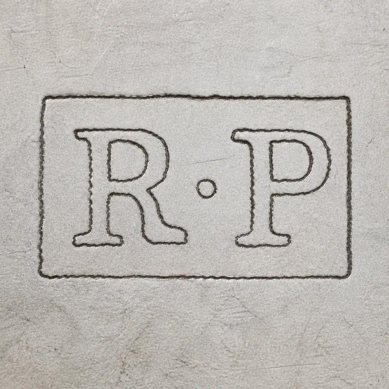 Robert Pringle & Sons Sterling "Apostle" Spoon Set Birmingham, 1901: Uppercase R, one pellet, and uppercase P inside one worn horizontal rectangular cartouche; oxidized reconstruction.