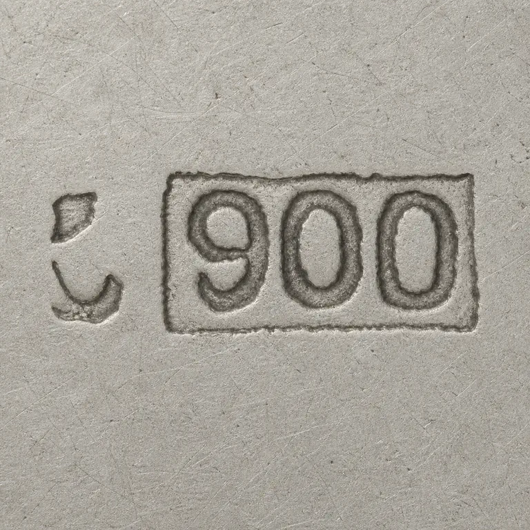 Julius Lemor: Cropped left fragments and 900 cartouche without completing a figure; oxidized reconstruction.