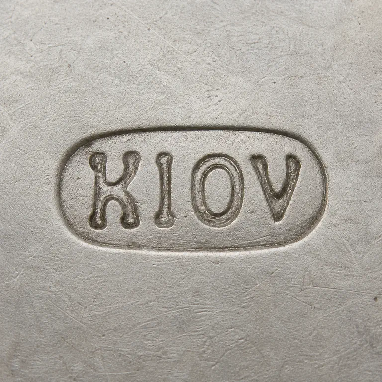 Kiev: One horizontal oval punch containing exact uppercase text KIOV; oxidized reconstruction.