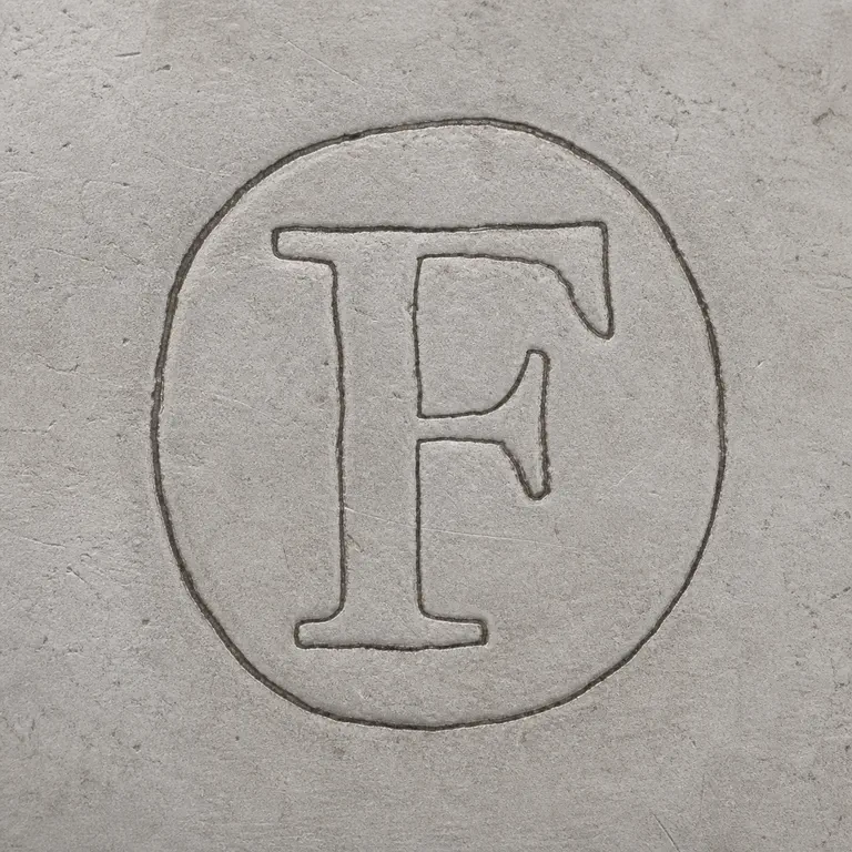 Jacob Graah Fabritius: One circular punch containing a capital F; oxidized reconstruction.