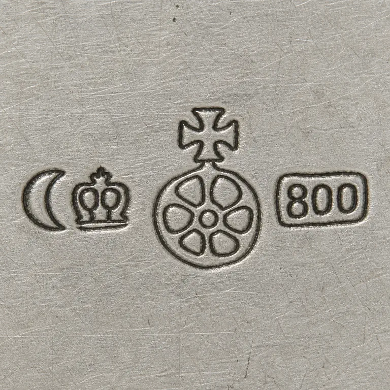 Julius Lemor: Crescent, crown, wheel emblem, cross, and 800; oxidized reconstruction.