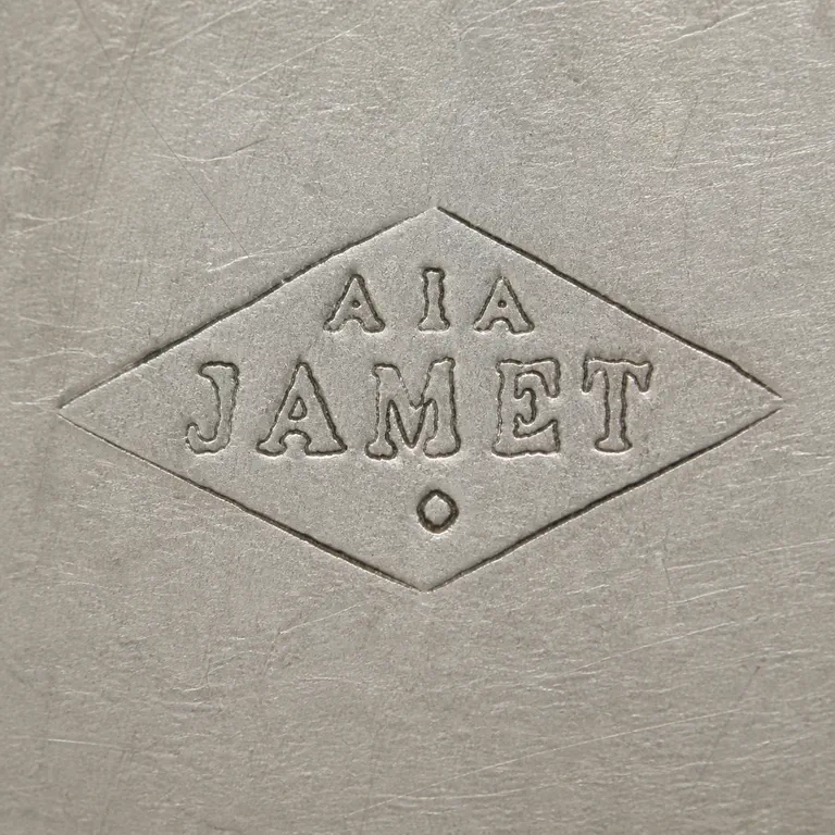 Joseph Antoine: One horizontal diamond with JAMET across the middle, A I A above, and one small lozenge below; oxidized reconstruction.