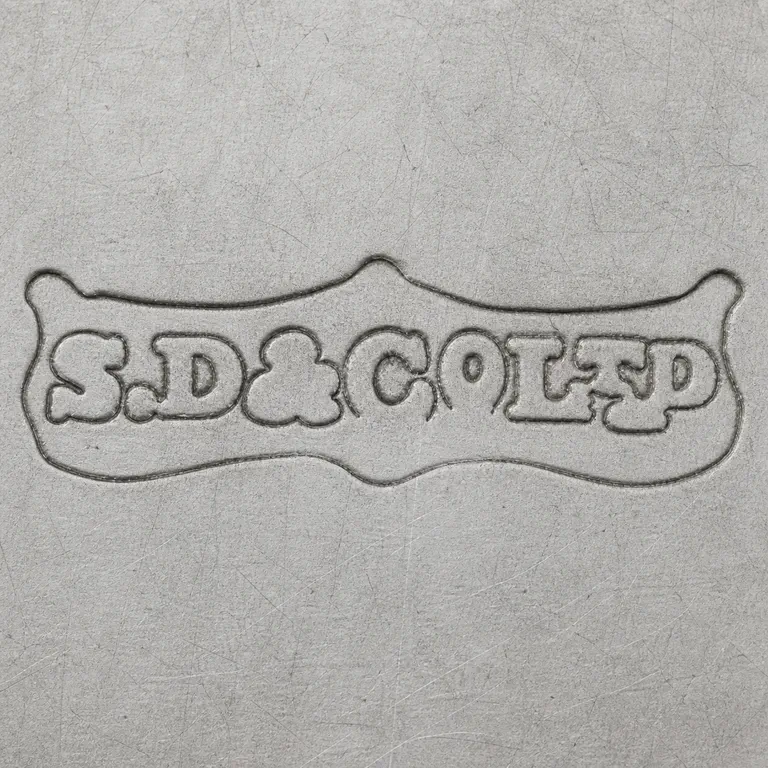 Stewart Dawson & Co Ltd: The long curled banner, left S/D forms, central ampersand-like punch, C/O forms, and final LTD-like cluster are retained in their source…; oxidized reconstruction.