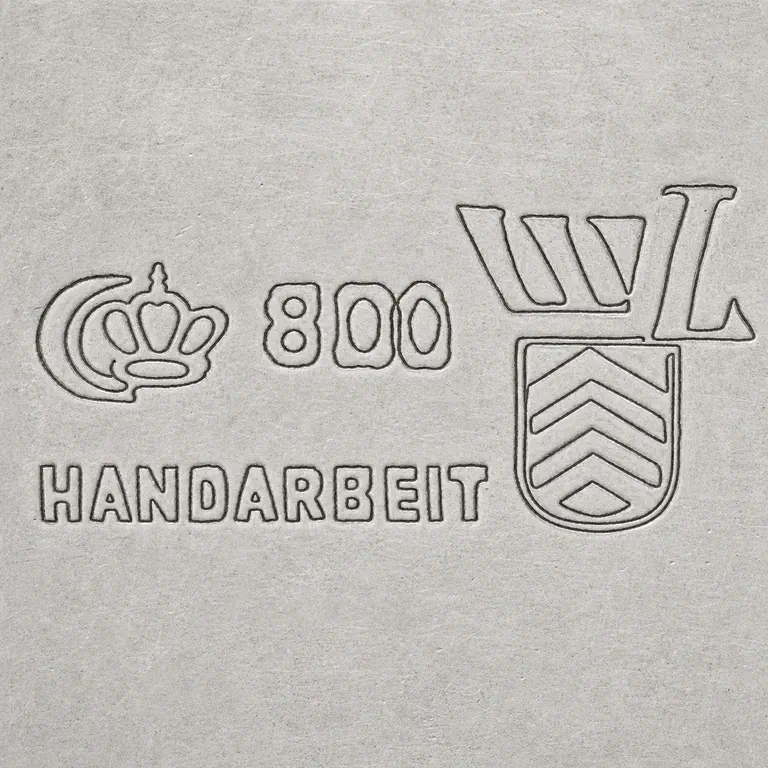 Julius Lemor: Hallmark sequence, WL shield, chevrons, and HANDARBEIT; oxidized reconstruction.