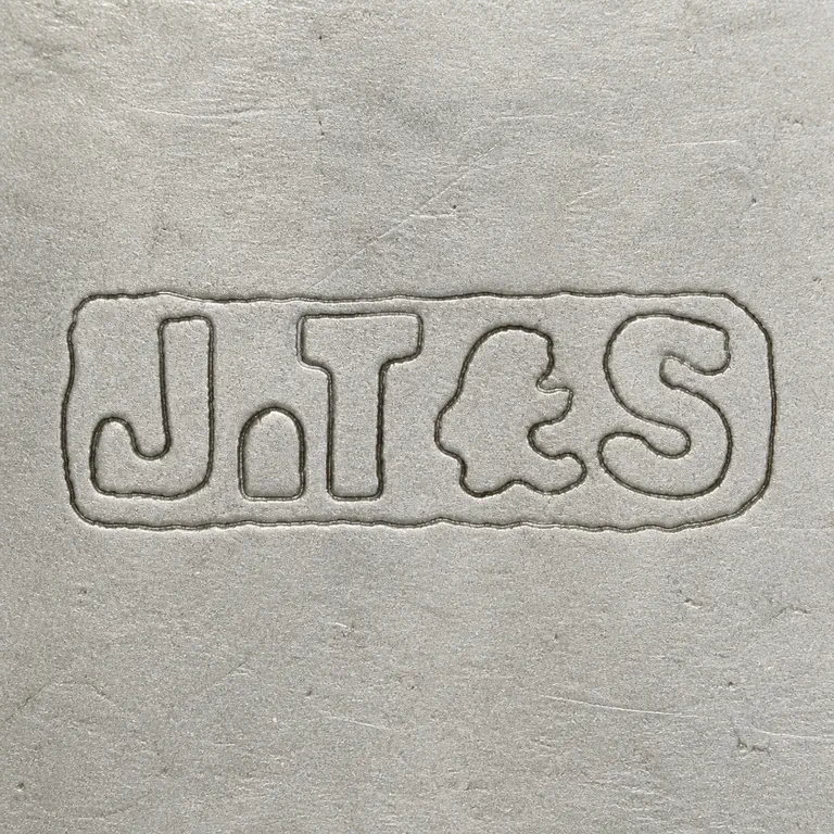 John Troup & Sons: Narrow horizontal multi-form punch is reconstructed J/T-like forms, separator-like detail, and S-like terminal in source order inside one…; oxidized reconstruction.