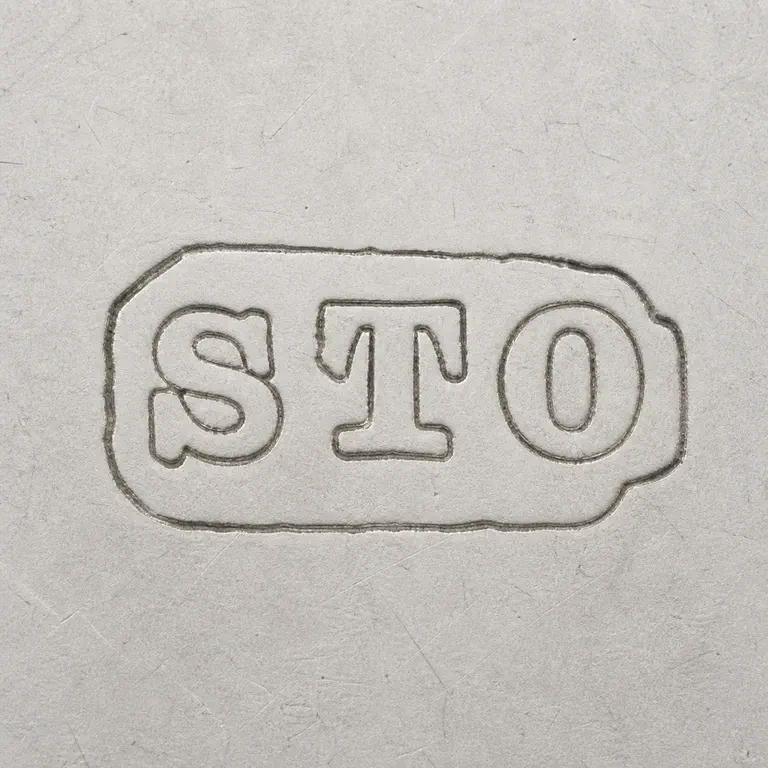 Grey & Co (Sidney Thomas Oldridge): S T O arranged left to right inside one worn rectangular cartouche; oxidized reconstruction.