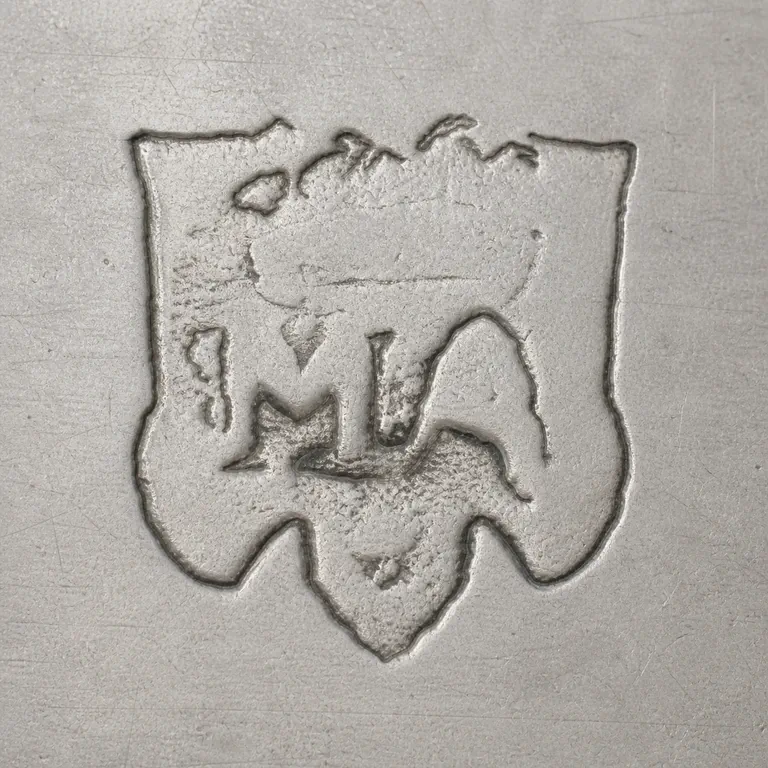 John Mathew: Conservative the shield silhouette, lower point, source-supported MA-like internal fragments, and unresolved top-edge contour fragments w…; oxidized reconstruction.